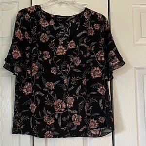 Floral Print Black Blouse Ivanka Trump
